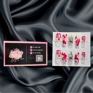 Spooky bloody spider Halloween Handmade press on nails Size small Medium length
